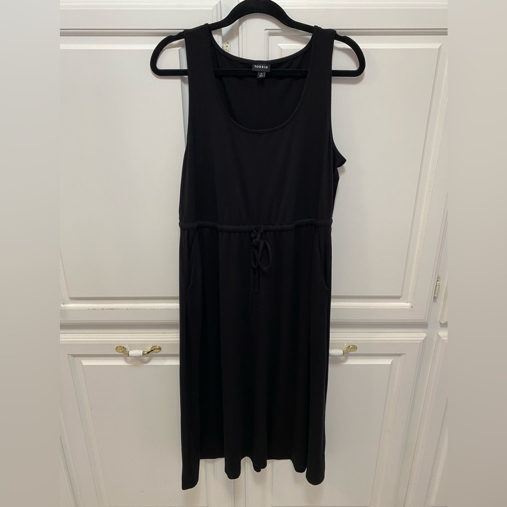 Torrid Black Jersey Drawstring Waist Midi Sleeveless Dress Women Size M Torrid 0